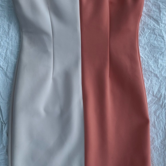 Calvin Klein Asymmetrical Sheath Dress in Cream and White - Picture 5 of 13